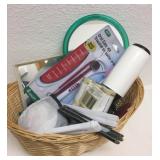Basket of Lint Rollers, Fans, Mirrors, Dental