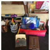 Office Desk Contents, Folders, Tablets, Pens, More