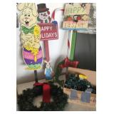 Holiday Yard  Art, Wreath and Lights