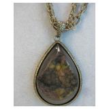 Large Druzy Stone Necklace & Matching Earrings