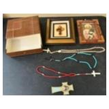 Religious Items in Cardboard Drawer