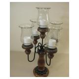 19' Tall Wood, Iron & Glass Candelabra
