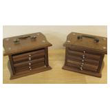 Two Sets Wood & Cork Coasters In Stands