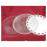Three Vintage Glass Platters Largest 13'