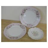 Three Hand Painted Porcelain Plates Largest 10'