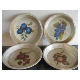 Four Hand Painted Metal Pie Pans