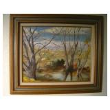 16x 20 Framed Signed Painting On Canvas Board
