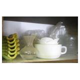Glass & Ceramic Dishes & Corn Holder Largest 11'