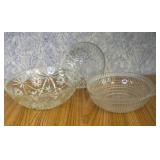 Three Glass Serving Bowls Largest 11'