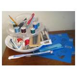 Sewing Supplies, Brushes, Stencils & More Shown