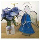Staine Glass Angel & Bottle W/Flowers Tallest 9'