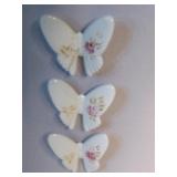 Three Ceramic Hand Painted Butterflies Tallest 3'