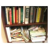 Two Shelves Of Cookbooks & Recipe Cards