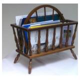 18' Tall Wood Magazine Rack W/Contents
