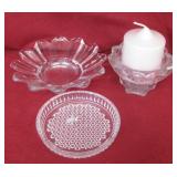 Three Glass Decor Pieces W/Candle Largest 5'