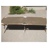 76' Long Vintage Folding Canvas & Wood Cot