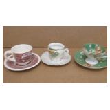 Three Vintage Teacups & Saucers