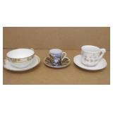 Three Vintage Teacups & Saucers