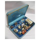 Jewelry Box W/Clip Earrings & Gems In Box