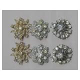 Two Pair Clips Earrings & Rhinestone Buttons
