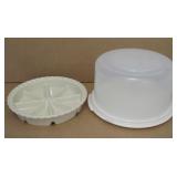 11' Ceramic Pie Server & Plastic Cake Carrier
