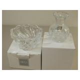 Two Crystal Pieces In Boxes Tallest 3.5'