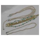 Vintage Pearl Necklaces & Bracelet Shown See Info