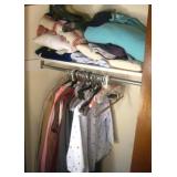 Clothes, Hangers & Blankets In Sewing Room Closet