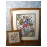 Two Framed Needlepoint Pictures Largest 18.5x 21.5