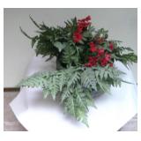 9' Tall Poppers Mold Ceramic Planter W/Flowers