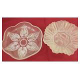 Two Vintage Glass Platters Largest 8'