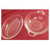 Two Ruffled Edge Glass Bowls Largest 10' Wide