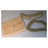 Bag W/ Vintage Faux Pearl Collar Necklaces