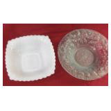 Milk Glass & Bubbled Glass Bowls Largest 8'