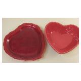 Ruby Red Glass & Ceramic Heart Dishes Largest 7'