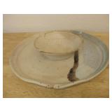 11' Signed Pottery Chip Dip Server