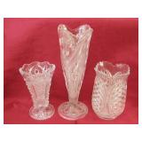 Three Glass Vases Tallest 10.5'