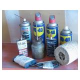 Assorted Lubricants, Oil Can & Strings