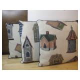 Three 15' Birdhouse Throw Pillows