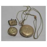 Vintage Lockets & Pocket Watch Shown Untested