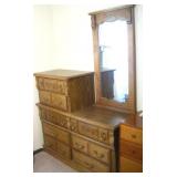 54x 18x 74 Pressed Wood Dresser W/Mirror