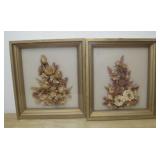 Two 10x 11 Resin Covered Dried Flower Wall Decor