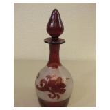 6.5' Tall Vintage Cranberry Glass Bottle & Stopper