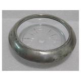Sterling Silver Rimmed Glass Coaster Hallmarked