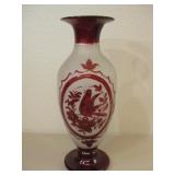 12.5' Tall Cranberry Frosted Glass Vase