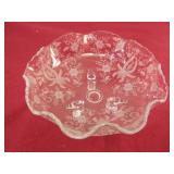 9.5' Wide Fostoria Etched Ruffled Footed Bowl