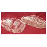 Two Vintage Glass Relish Dishes Longest 7'