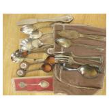 Assorted Silver Plate Souvenir Spoons & Flatware