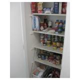 Pantry Closet Of Canned Food, Water, Soda & More