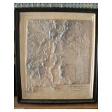 18x 21 Framed NM Relief Map Some Damage